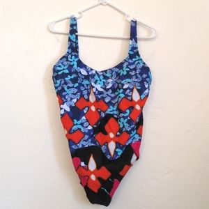 Peter Pilotto Red and Blue One Piece Bathing Suit NWT